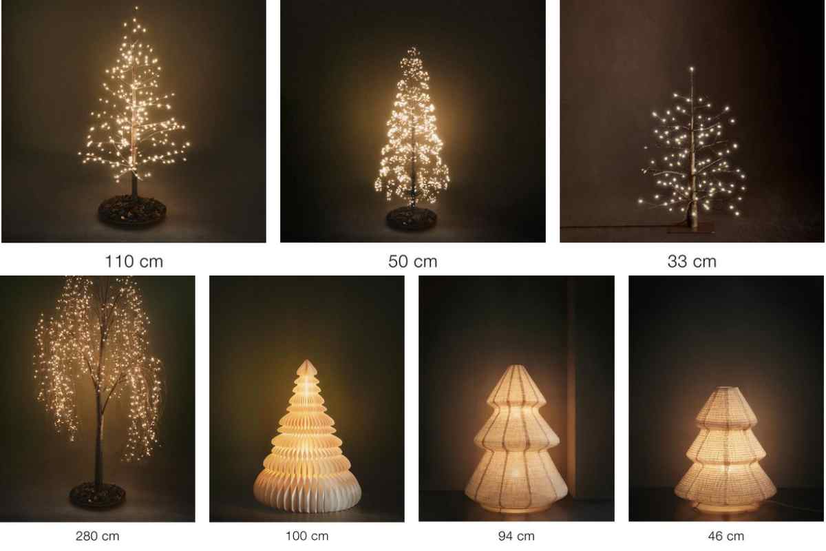 Una selezione di alberi con luci led incorporate dal catalogo Zara Home