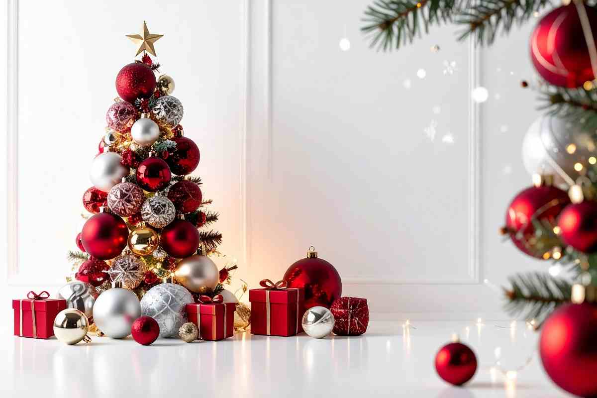 un albero di natale piccolo con palline molto grandi