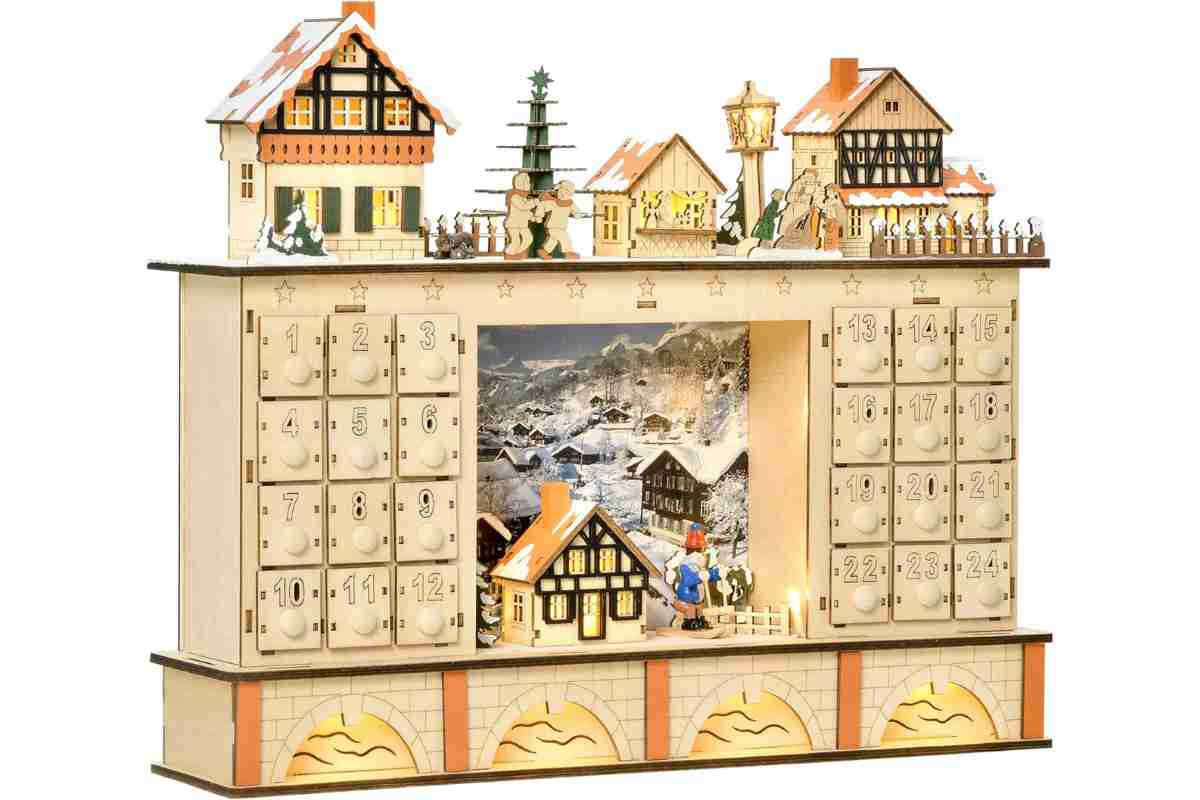 Calendario avvento in legno luminoso 