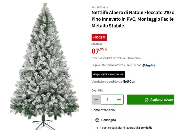screen volantino leroy merlin in cui c'è un albero di natale scontato