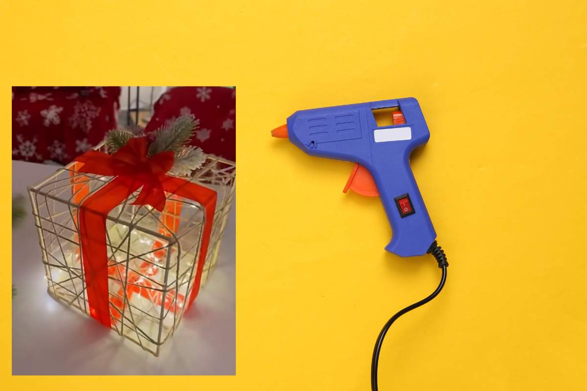 colla a caldo e pacco natalizio