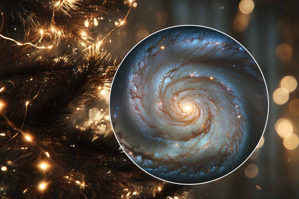 albero di natale e galassia