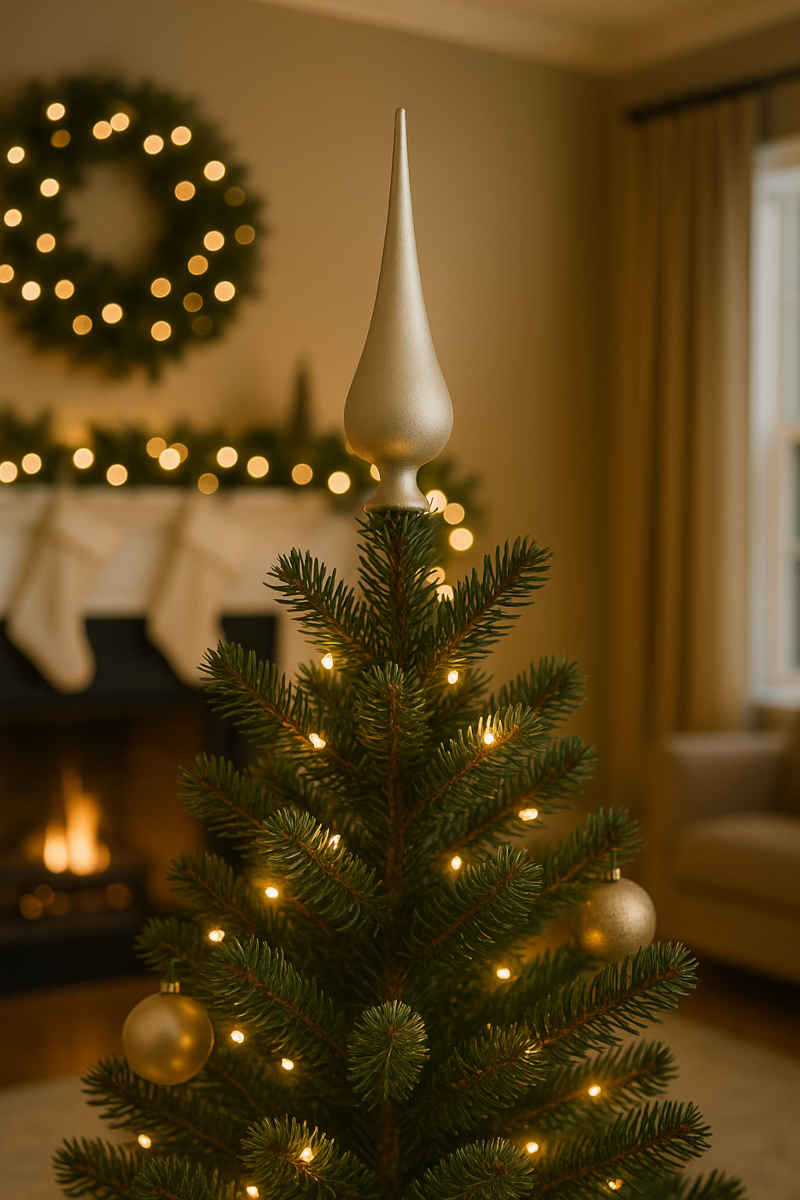 Puntale dorato per un albero di Natale elegante