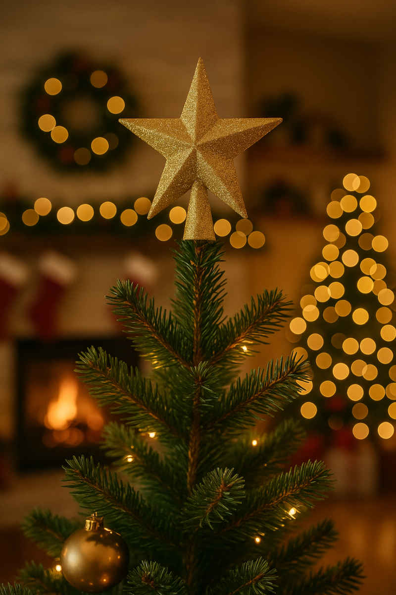 Stella dorata come idea creativa per il puntale dell'albero di Natale